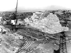The moutain of concrete blocks